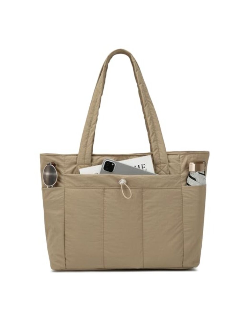 Lightweight Quilted Nylon Tote Shoulder Handbag Multiple Pockets Women